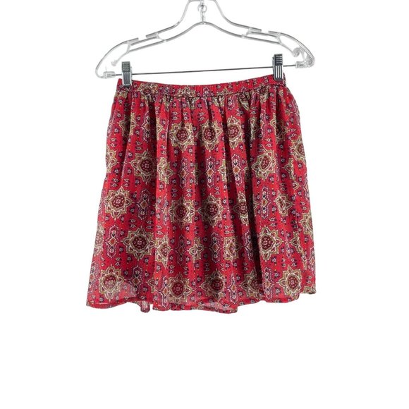 Hollister Women's Red Floral Lightweight Pull On Ruffle Skirt Size Medium - Picture 2 of 9